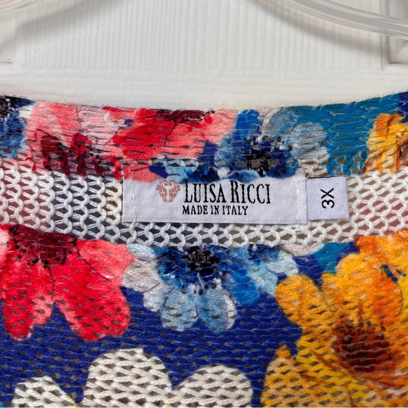 Luisa Ricci Made in Italy Oversized Floral Mesh Top XL-3X - Picture 4 of 11
